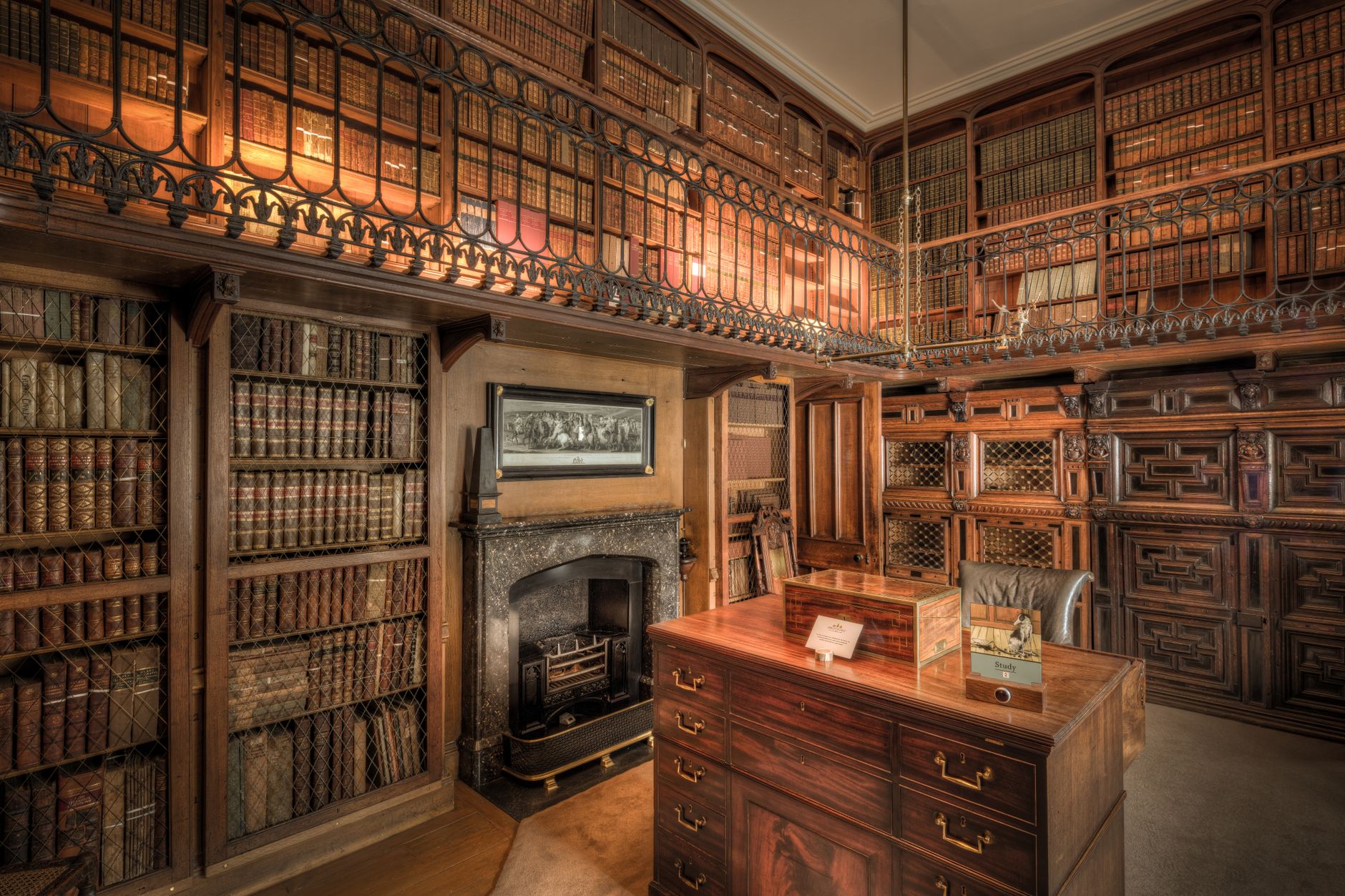 Private historic library room inside heritage manor